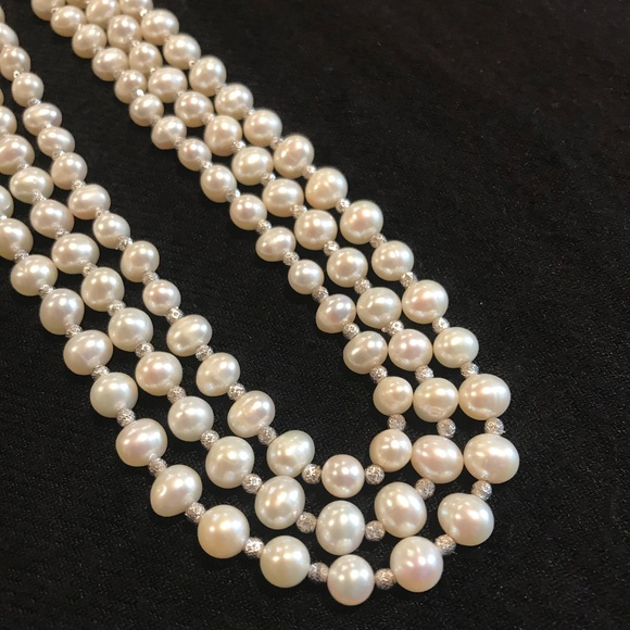 925 Bead & Fresh Water Pearl Necklace - Picture 2 of 7